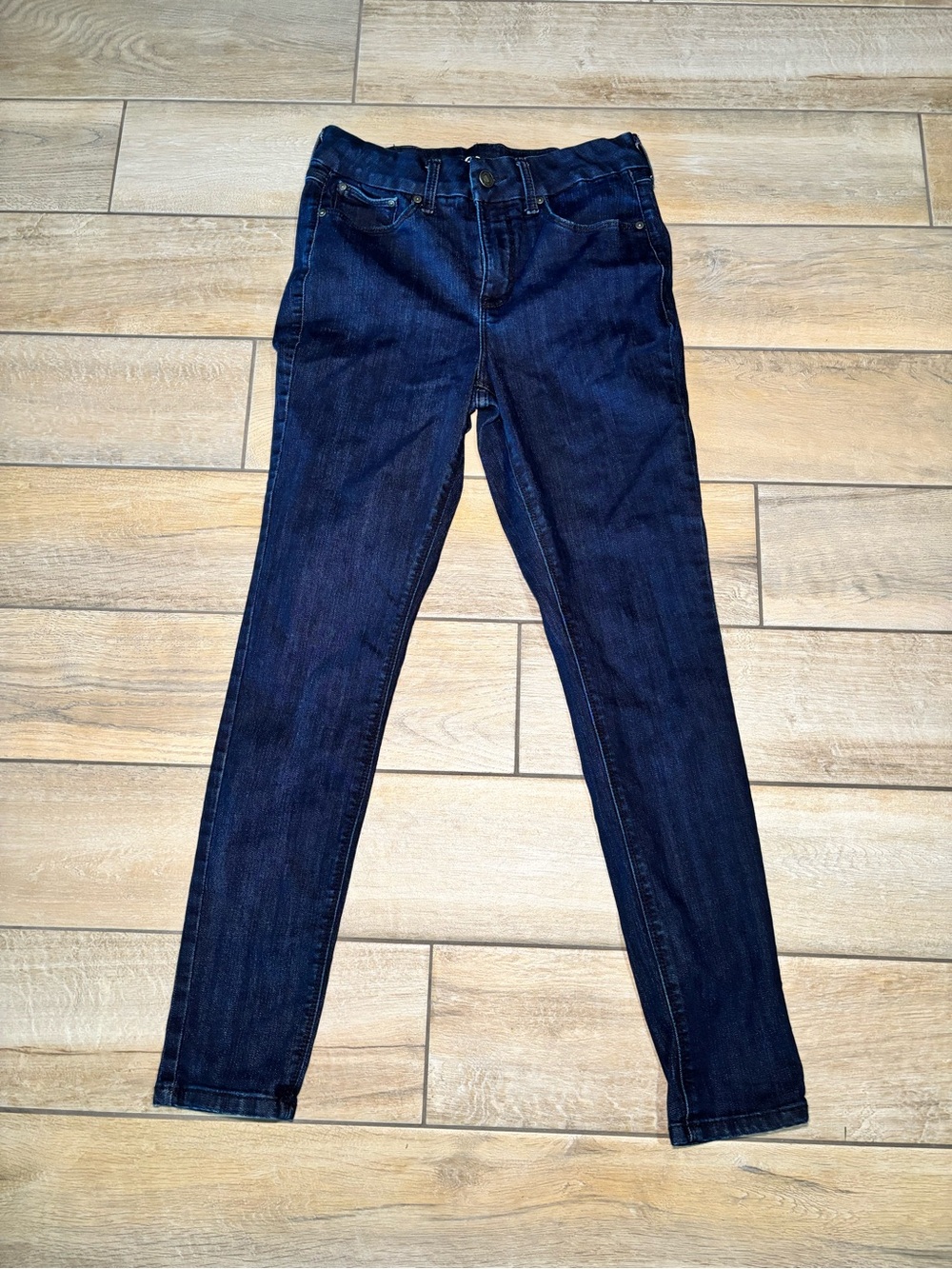Seven7 Dark Indigo Tummyless High Rise Skinny Jeans, size: 8